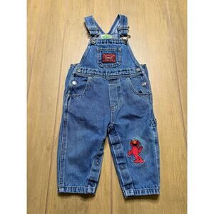 Vintage 90s Sesame Street Elmo Denim Overalls Baby kids 12 Months Kidcore